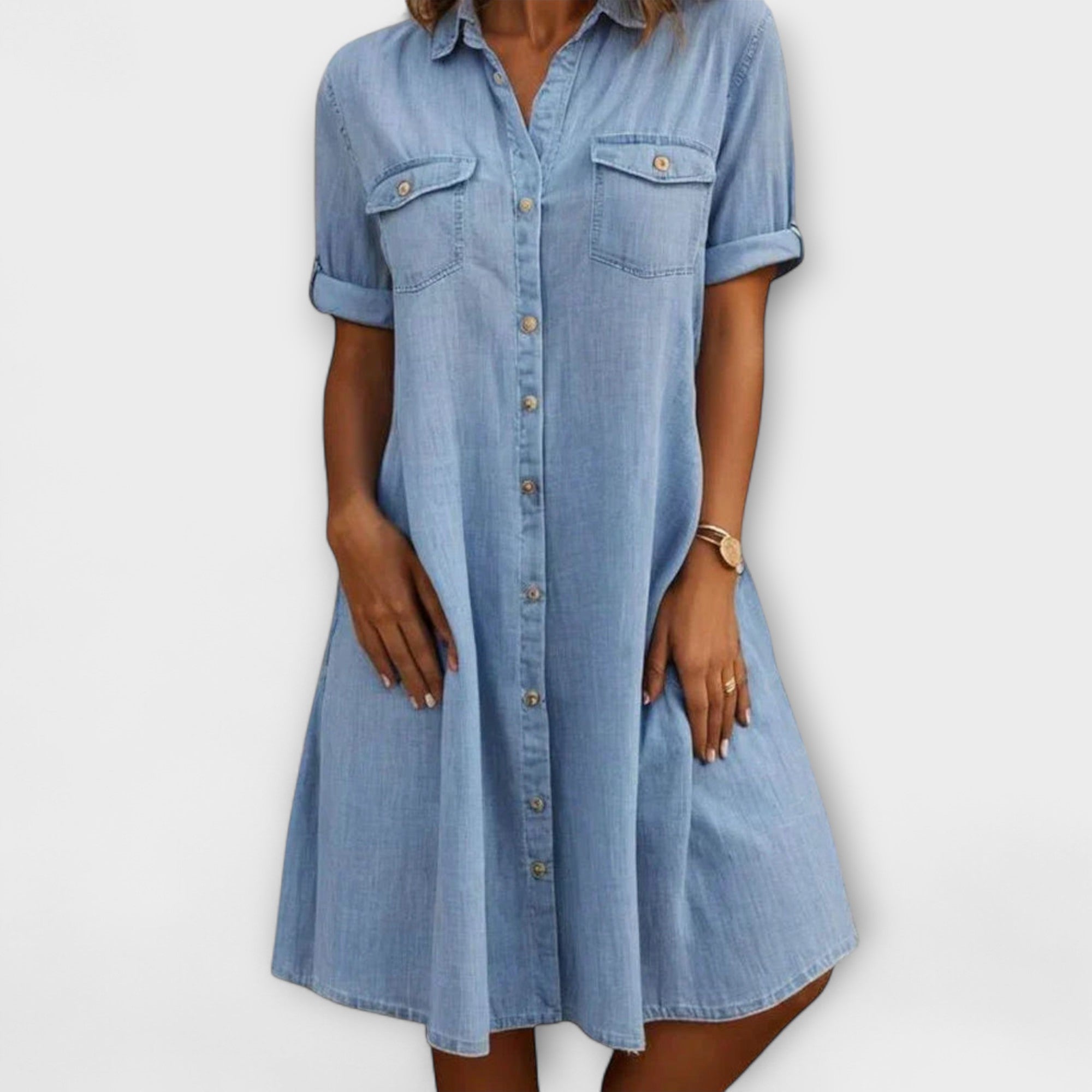 Denim Button-Up Shirt Dress for Women – Cabot Cove