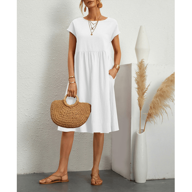 Summer Short Sleeve Midi Dress for Women