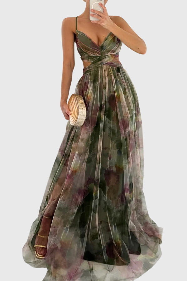 Floral Pleated Maxi Dress for Women