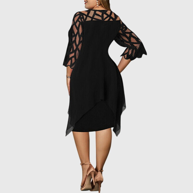 Lace Sleeve Handkerchief Hem Dress for Women