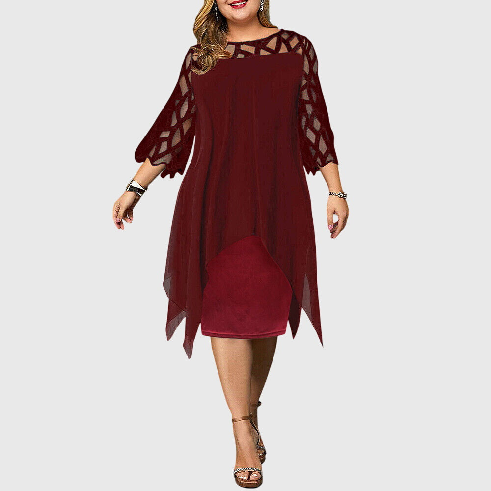 Lace Sleeve Handkerchief Hem Dress for Women