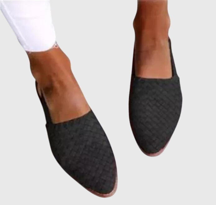 Woven Open Toe Slip-On Flats for Women