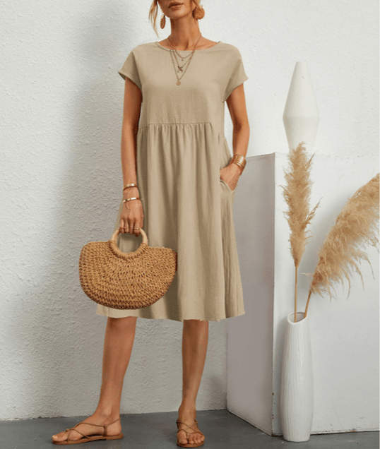Summer Short Sleeve Midi Dress for Women