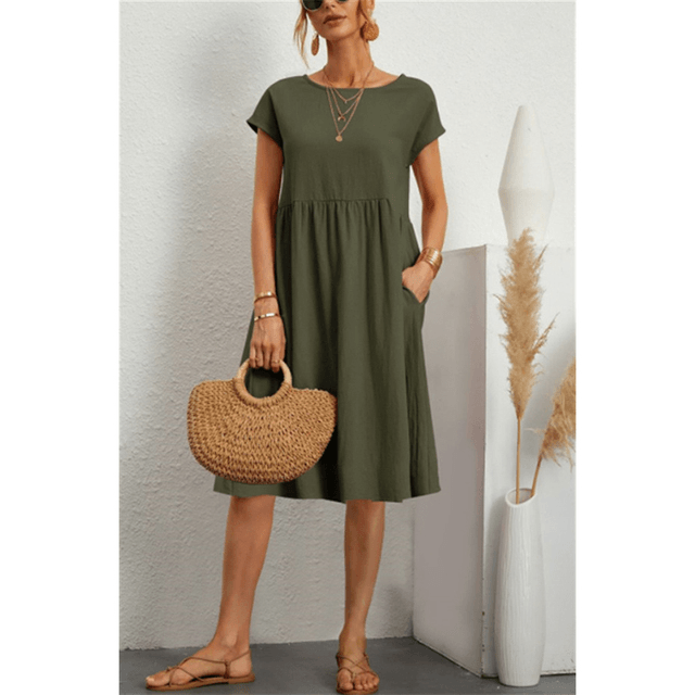 Summer Short Sleeve Midi Dress for Women