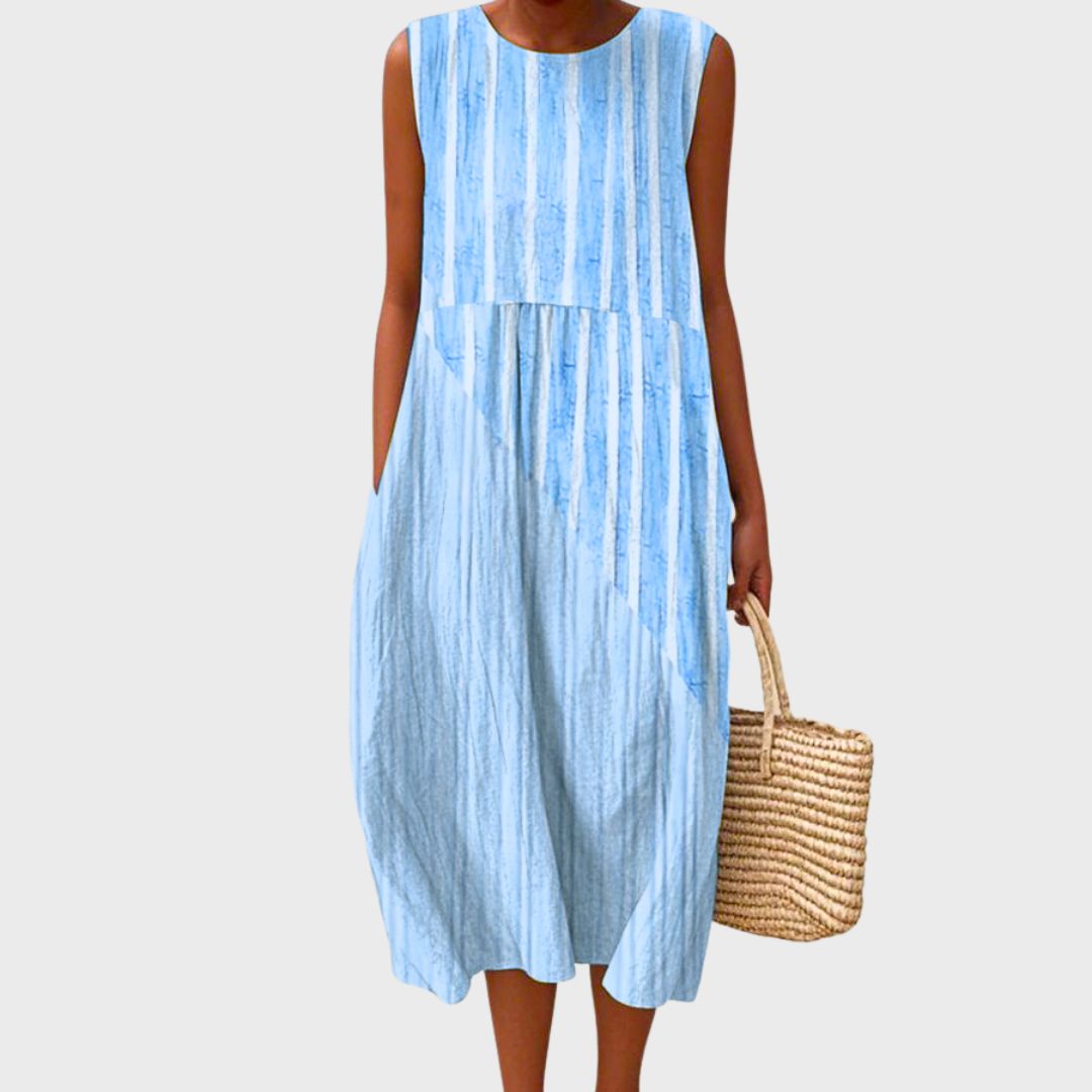 Gingham Colorblock Sleeveless Midi Dress for Women