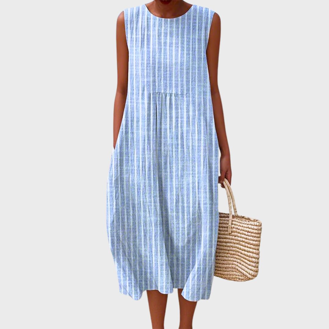Gingham Colorblock Sleeveless Midi Dress for Women