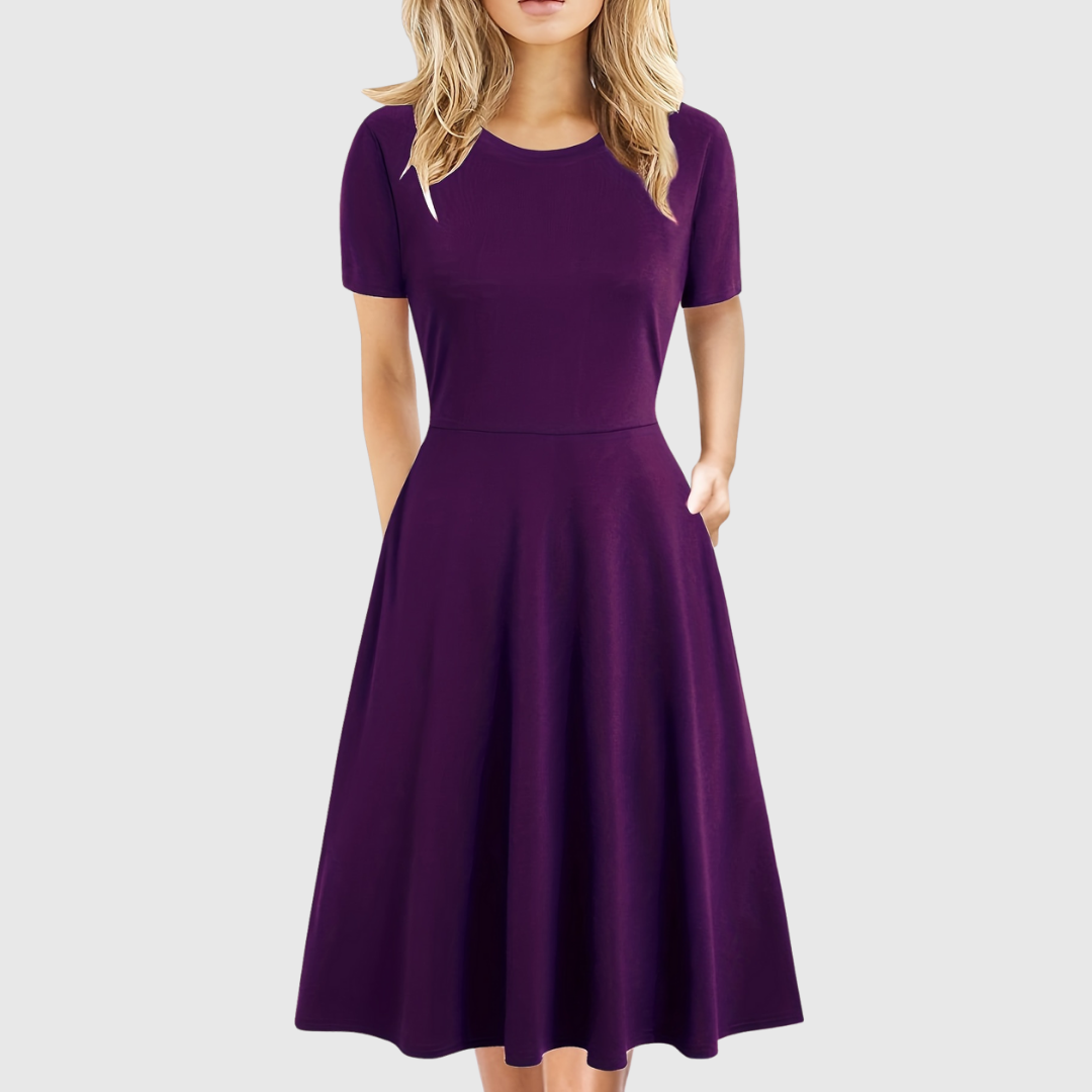 Retro A-Line Short Sleeve Dress for Women