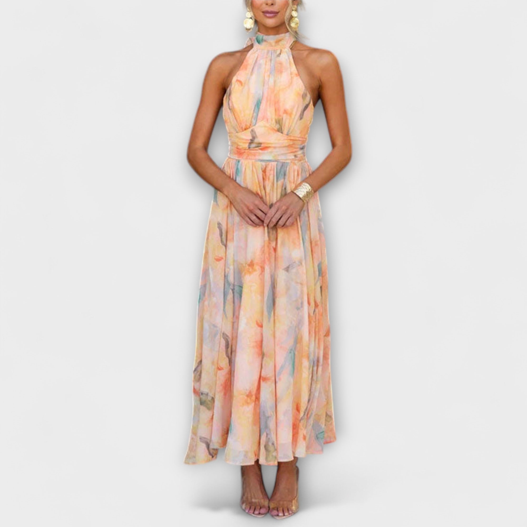 Halter Floral Midi Dress for Women