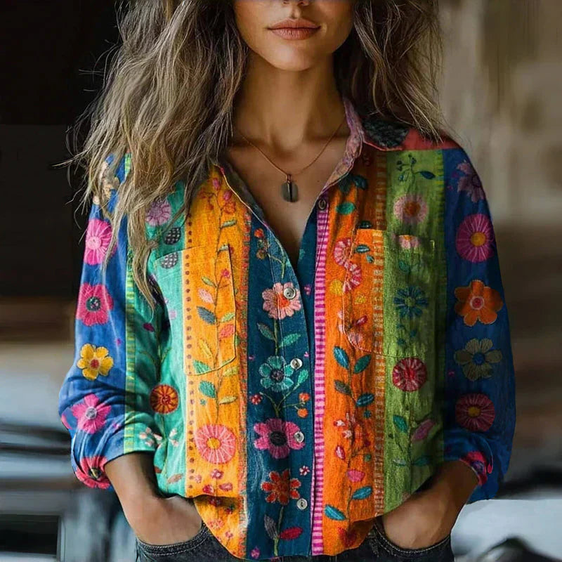 Button-Down Bohemian Blouse for Women