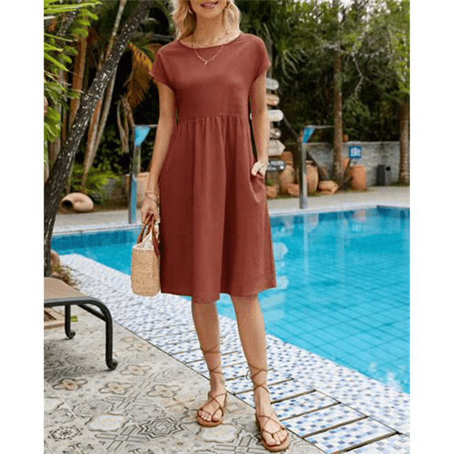 Summer Short Sleeve Midi Dress for Women