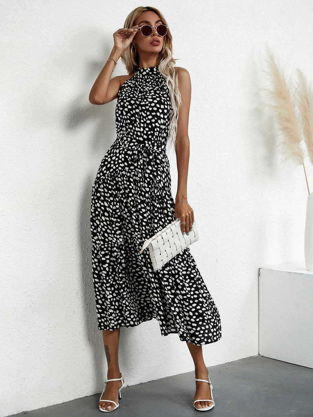 Printed Halter Midi Dress for Women