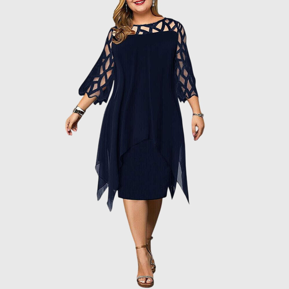 Lace Sleeve Handkerchief Hem Dress for Women