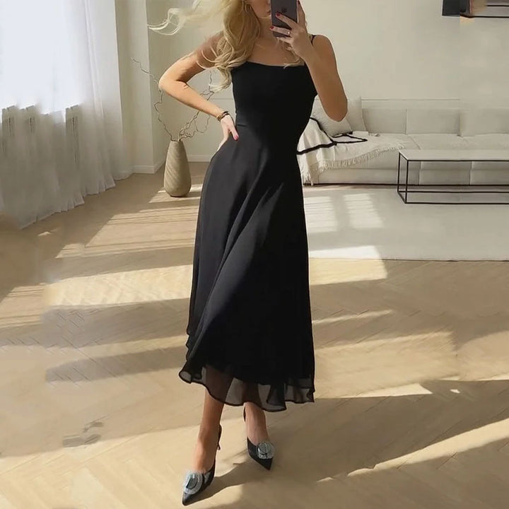 Elegant Square Neck Midi Dress for Women