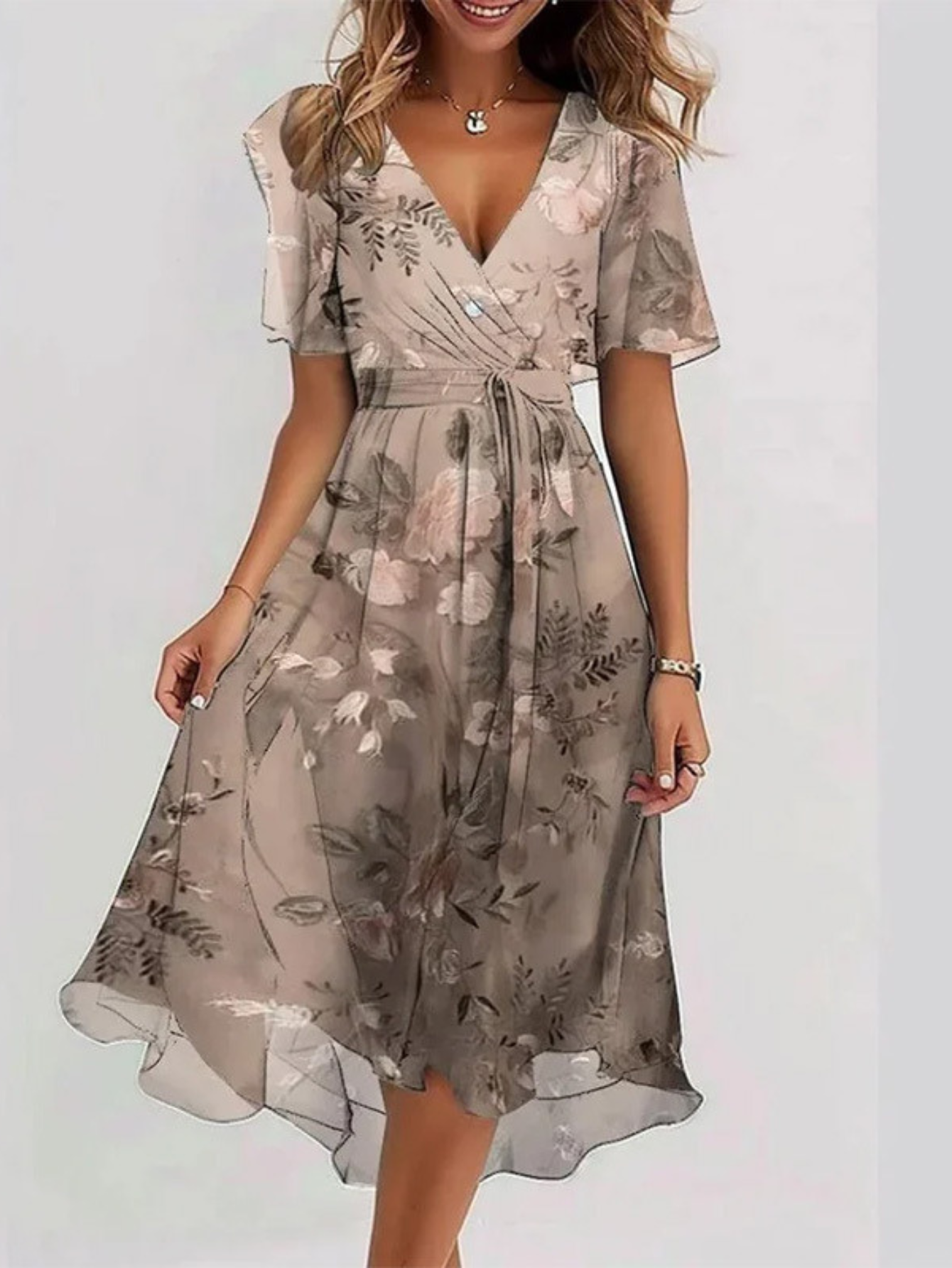 Floral Wrap Midi Dress for Women