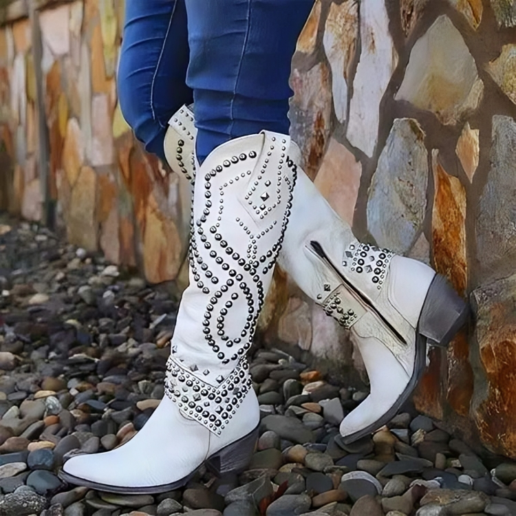 Studded Knee-High Cowboy Boots for Women