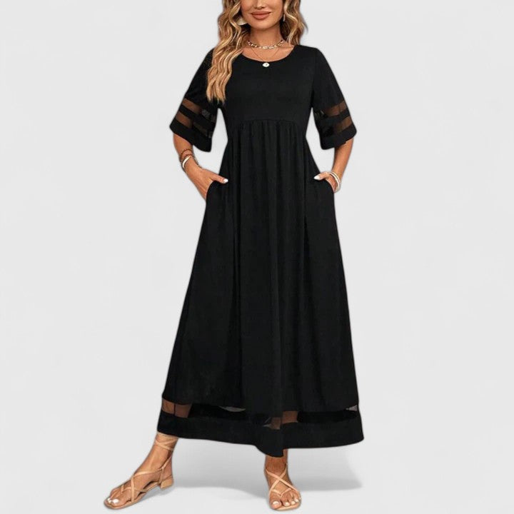 Mesh Sleeve Midi Dress for Women