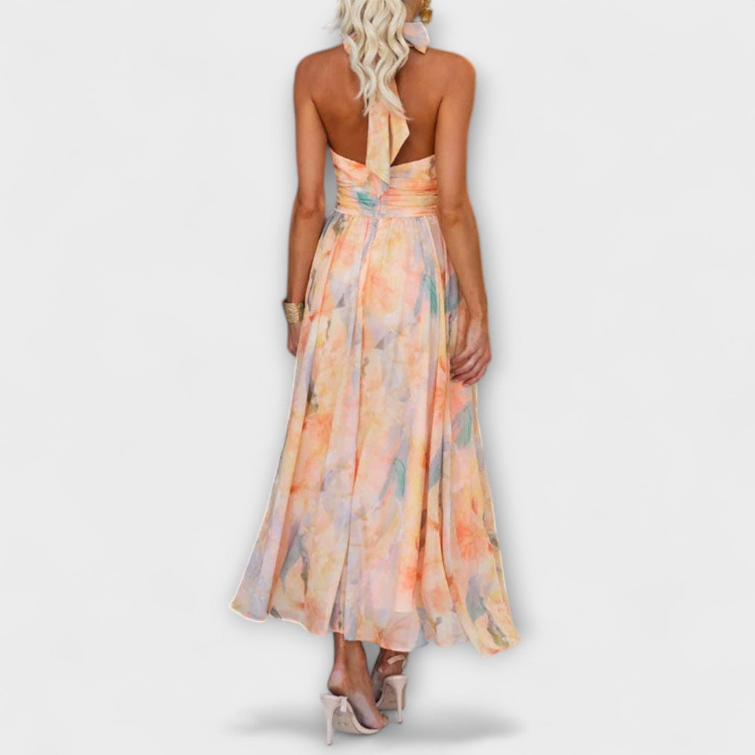 Halter Floral Midi Dress for Women