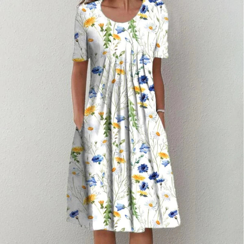 Floral A-Line Midi Dress for Women