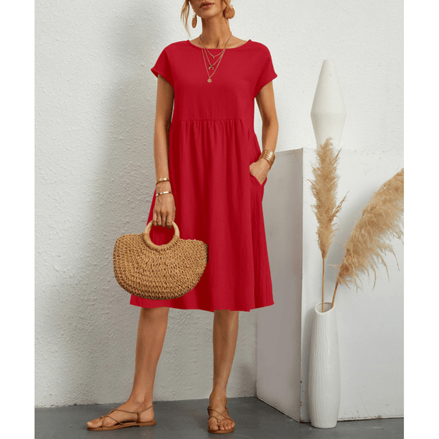 Summer Short Sleeve Midi Dress for Women