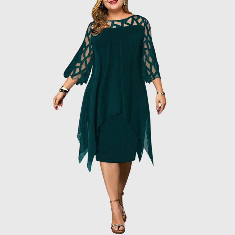 Lace Sleeve Handkerchief Hem Dress for Women