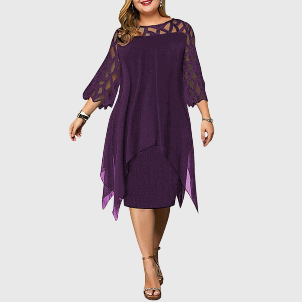 Lace Sleeve Handkerchief Hem Dress for Women
