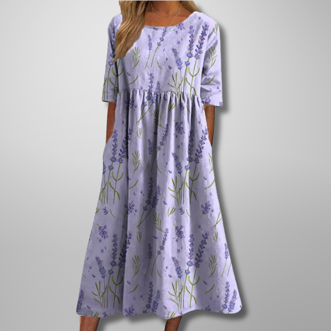 Floral Short Sleeve Loose Fit Midi Dress for Women