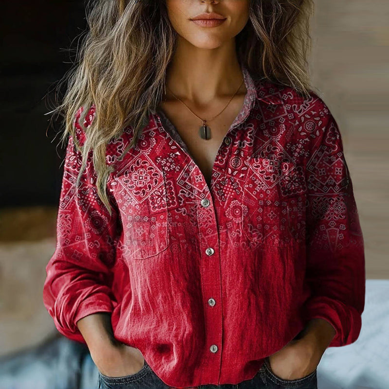 Button-Down Bohemian Blouse for Women