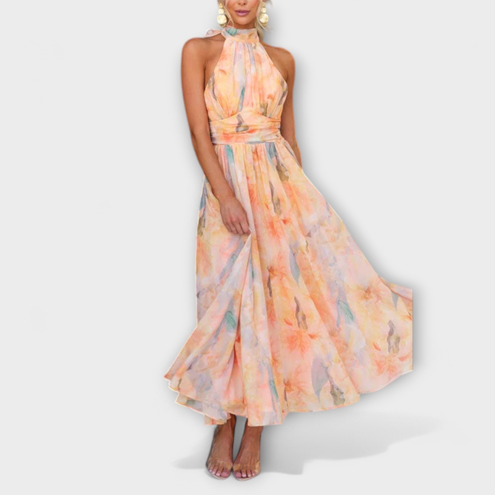 Halter Floral Midi Dress for Women