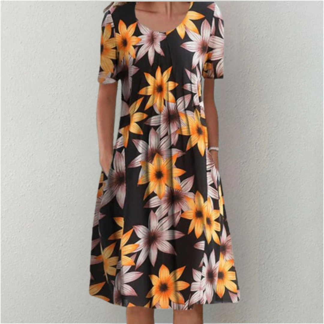 Floral A-Line Midi Dress for Women
