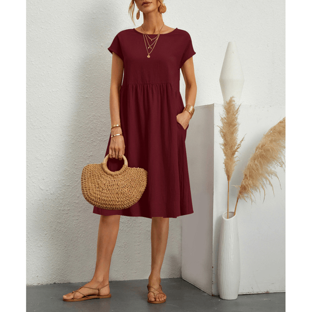 Summer Short Sleeve Midi Dress for Women