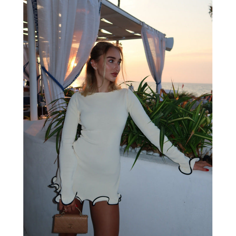 Ruffle Slim Waist Dress for Women