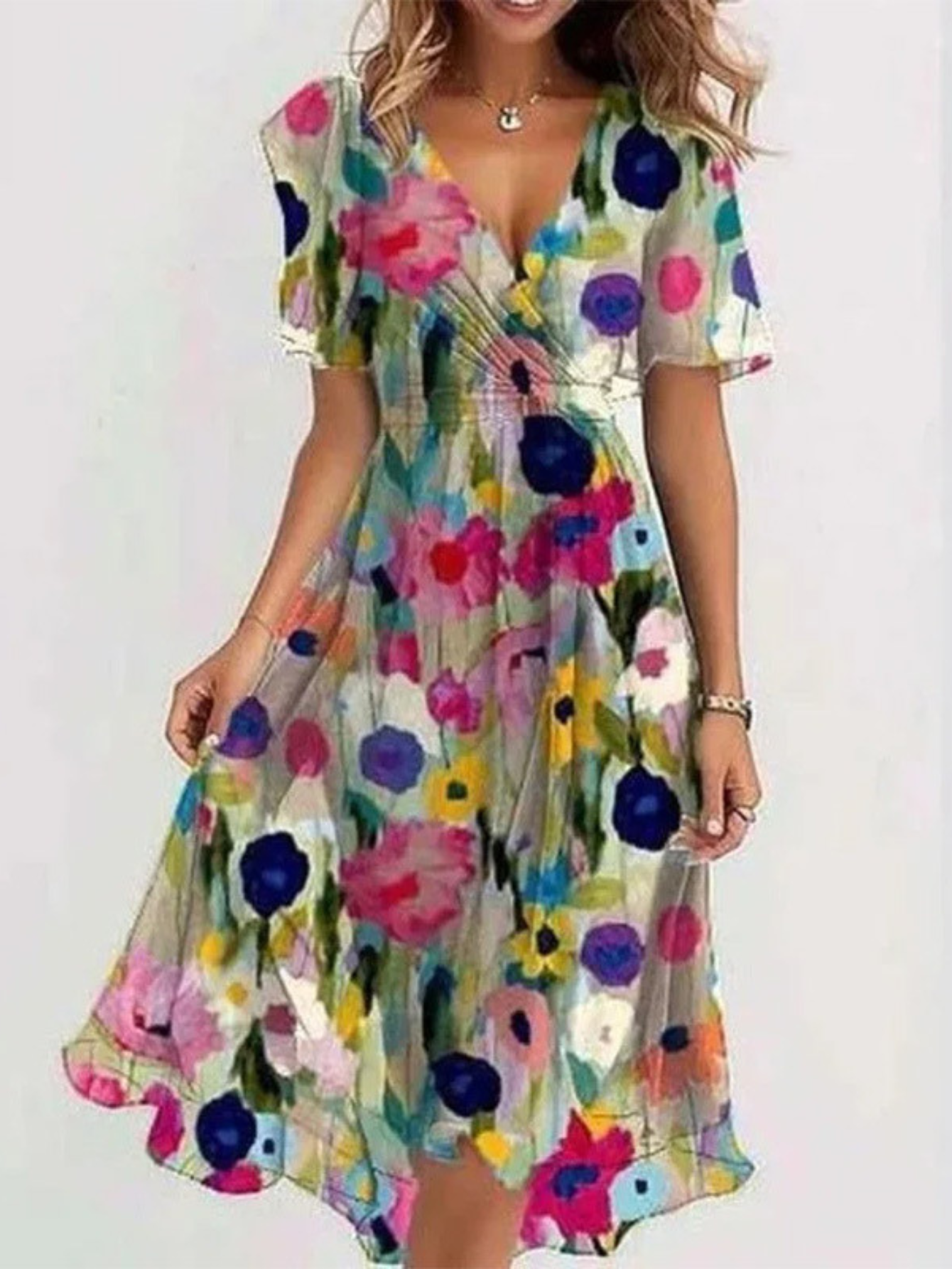 Floral Wrap Midi Dress for Women