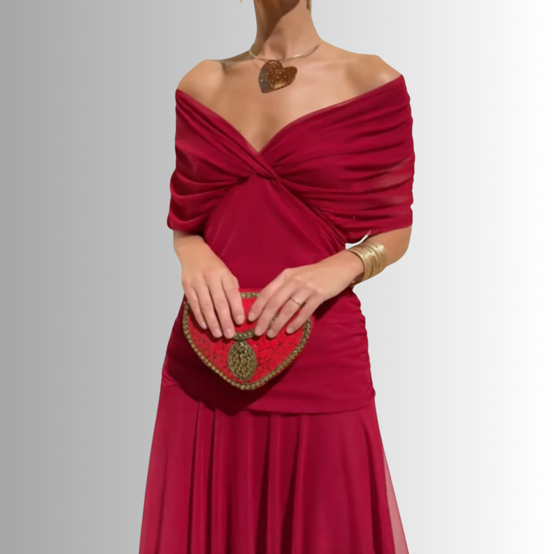 Off-Shoulder Draped Maxi Dress for Women