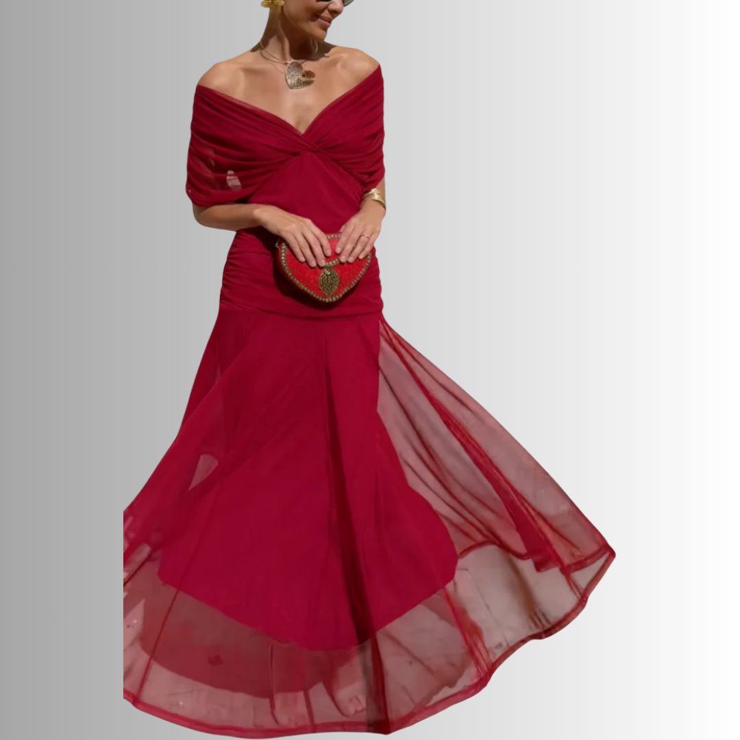 Off-Shoulder Draped Maxi Dress for Women