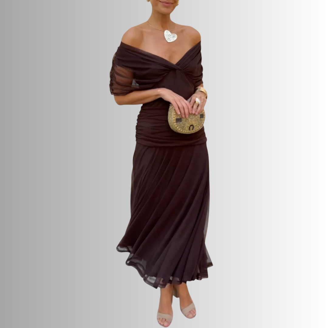 Off-Shoulder Draped Maxi Dress for Women