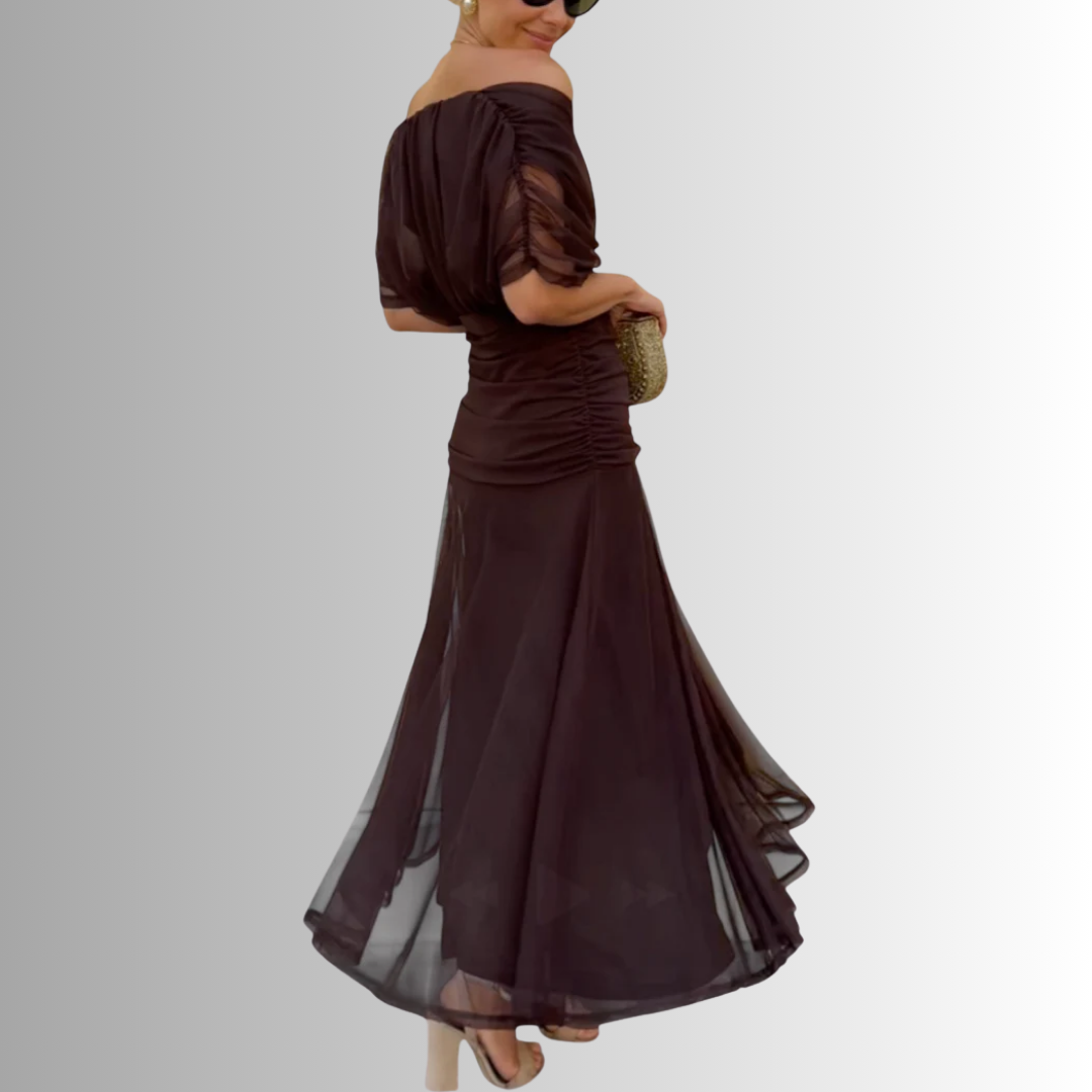 Off-Shoulder Draped Maxi Dress for Women