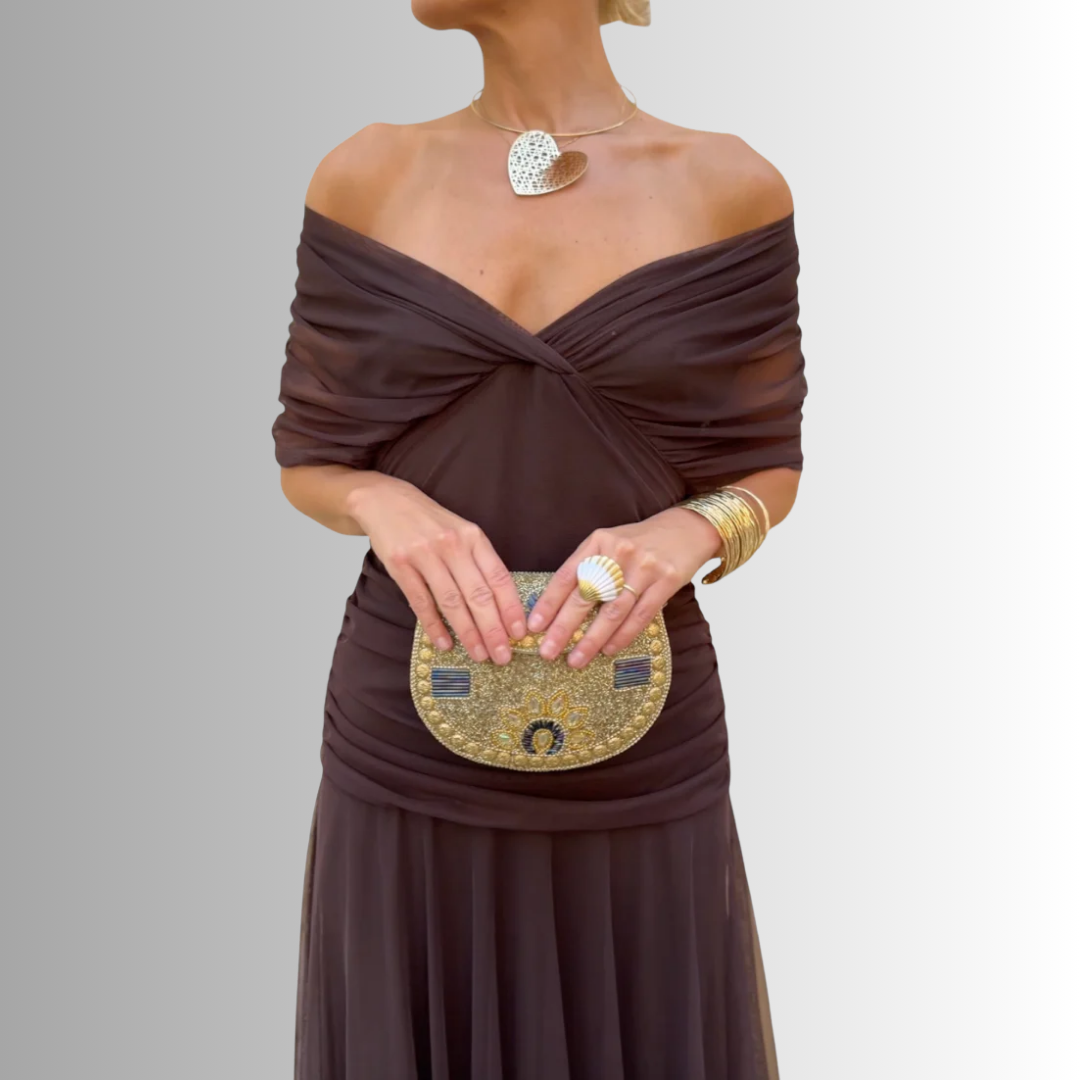 Off-Shoulder Draped Maxi Dress for Women