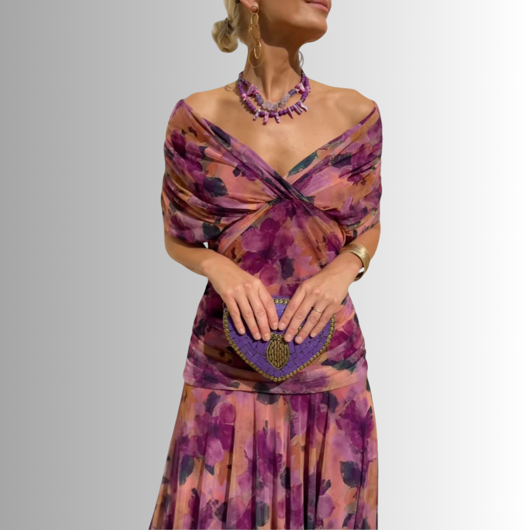 Off-Shoulder Draped Maxi Dress for Women