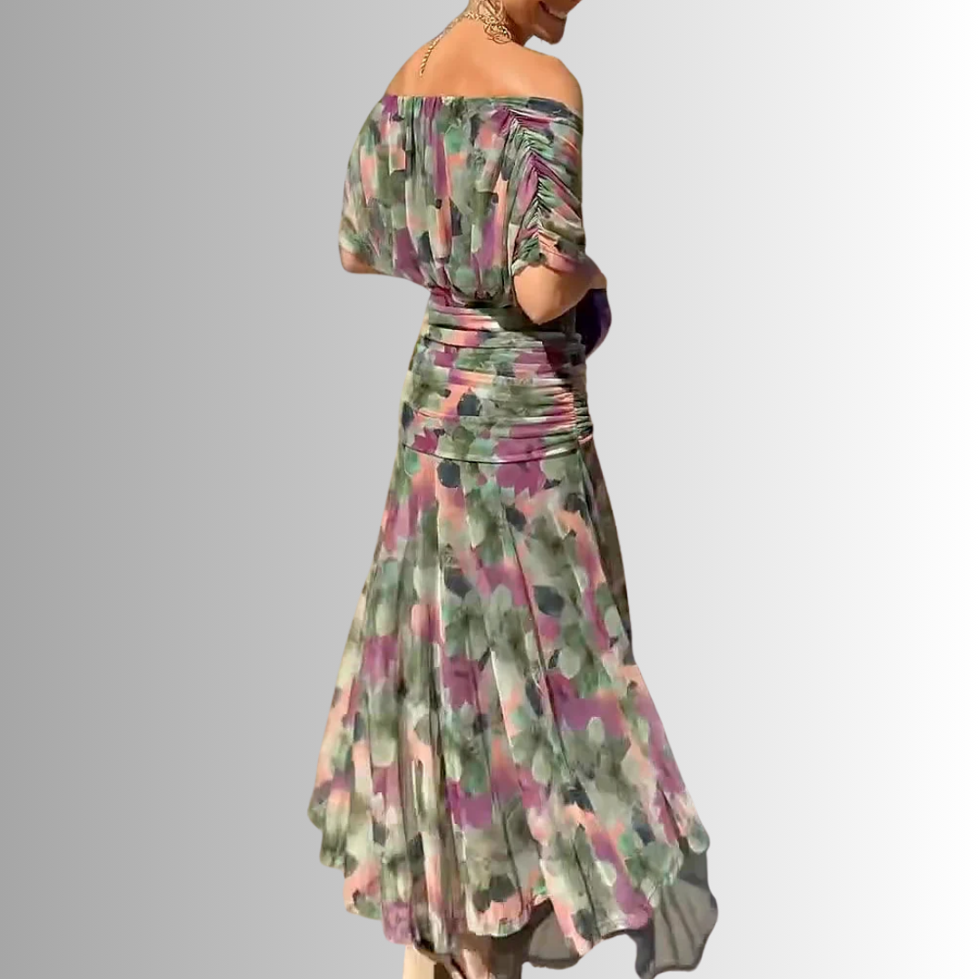 Off-Shoulder Draped Maxi Dress for Women