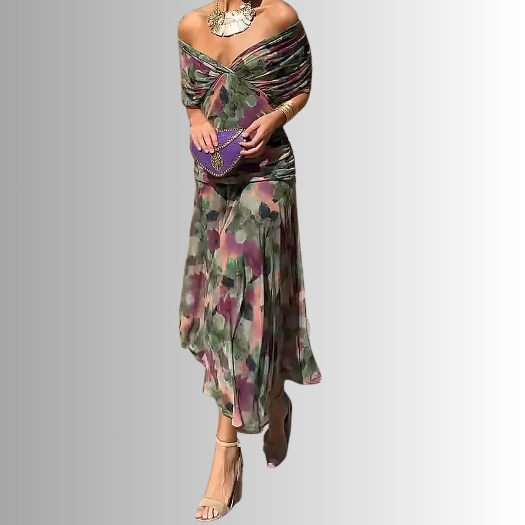 Off-Shoulder Draped Maxi Dress for Women