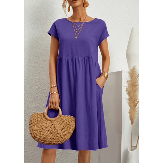 Summer Short Sleeve Midi Dress for Women
