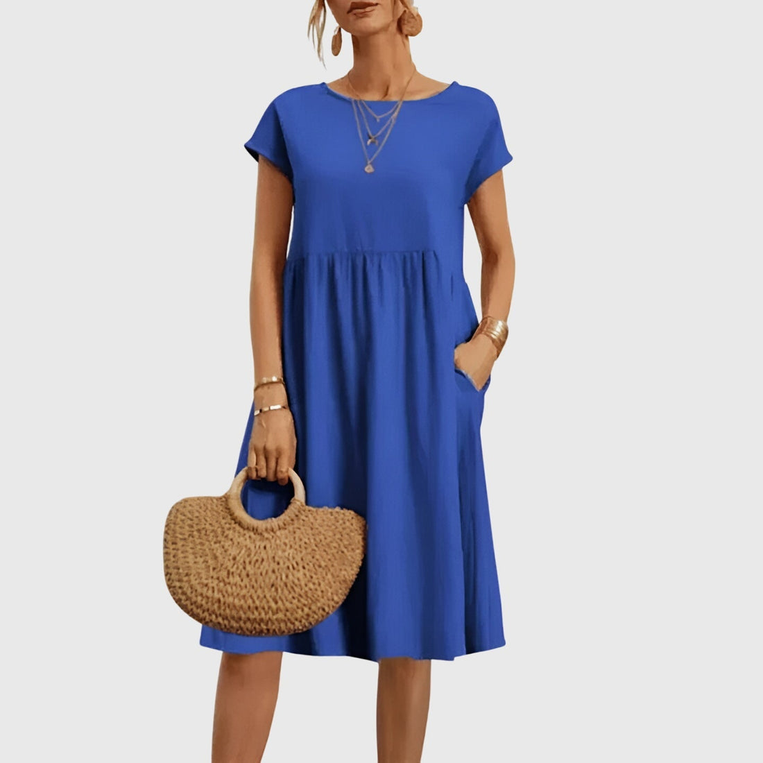 Short Sleeve Midi Dress for Women