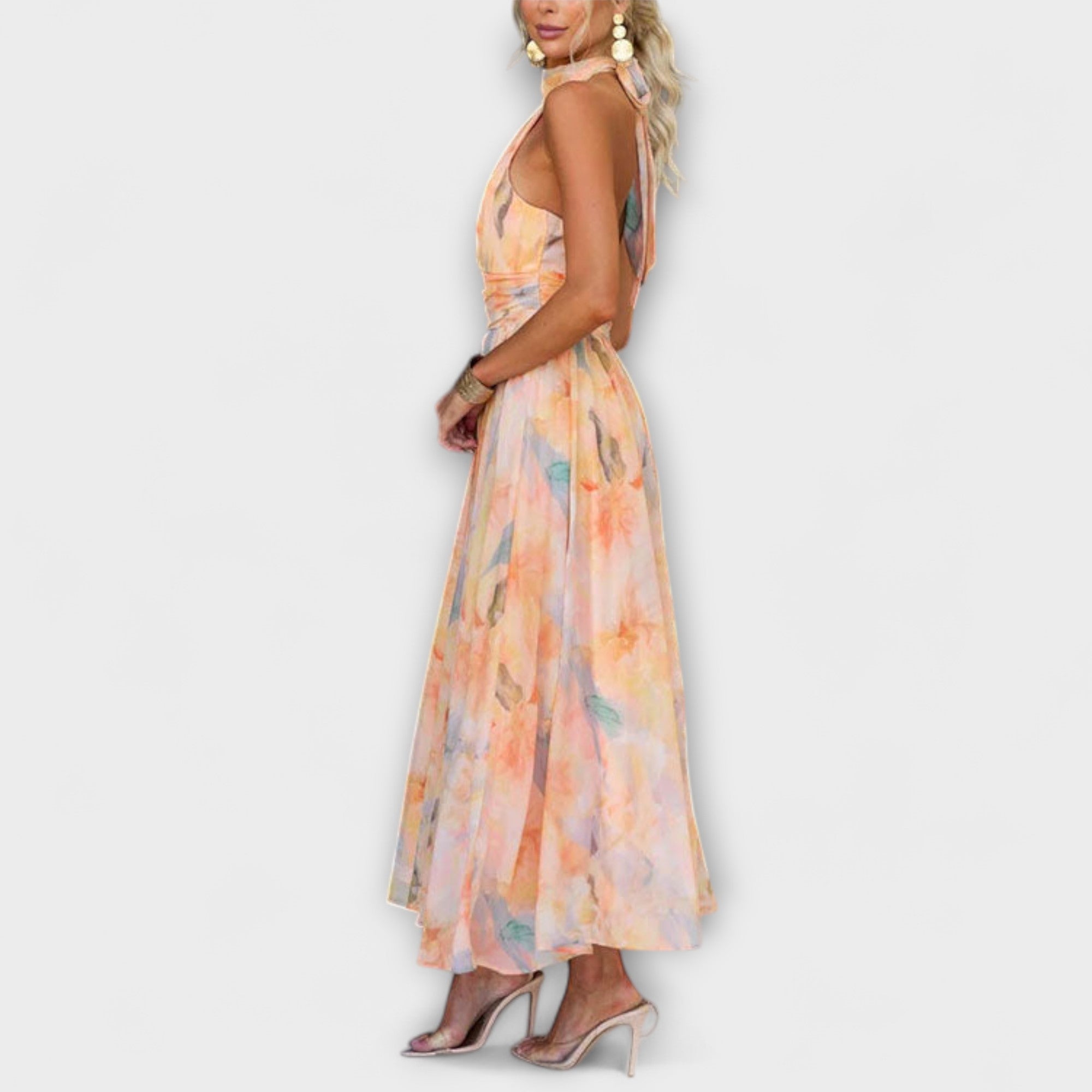Halter Floral Midi Dress for Women