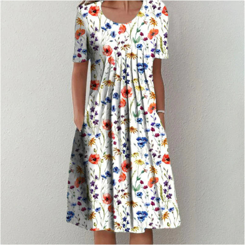 Floral A-Line Midi Dress for Women