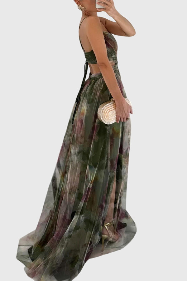 Floral Pleated Maxi Dress for Women