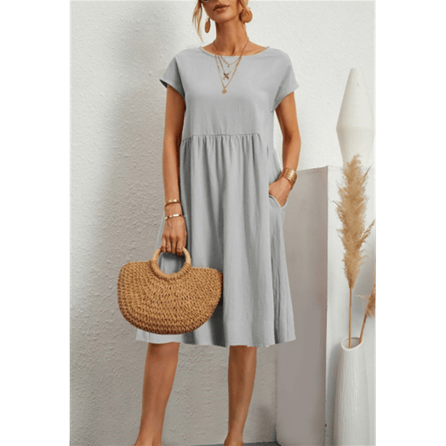 Summer Short Sleeve Midi Dress for Women