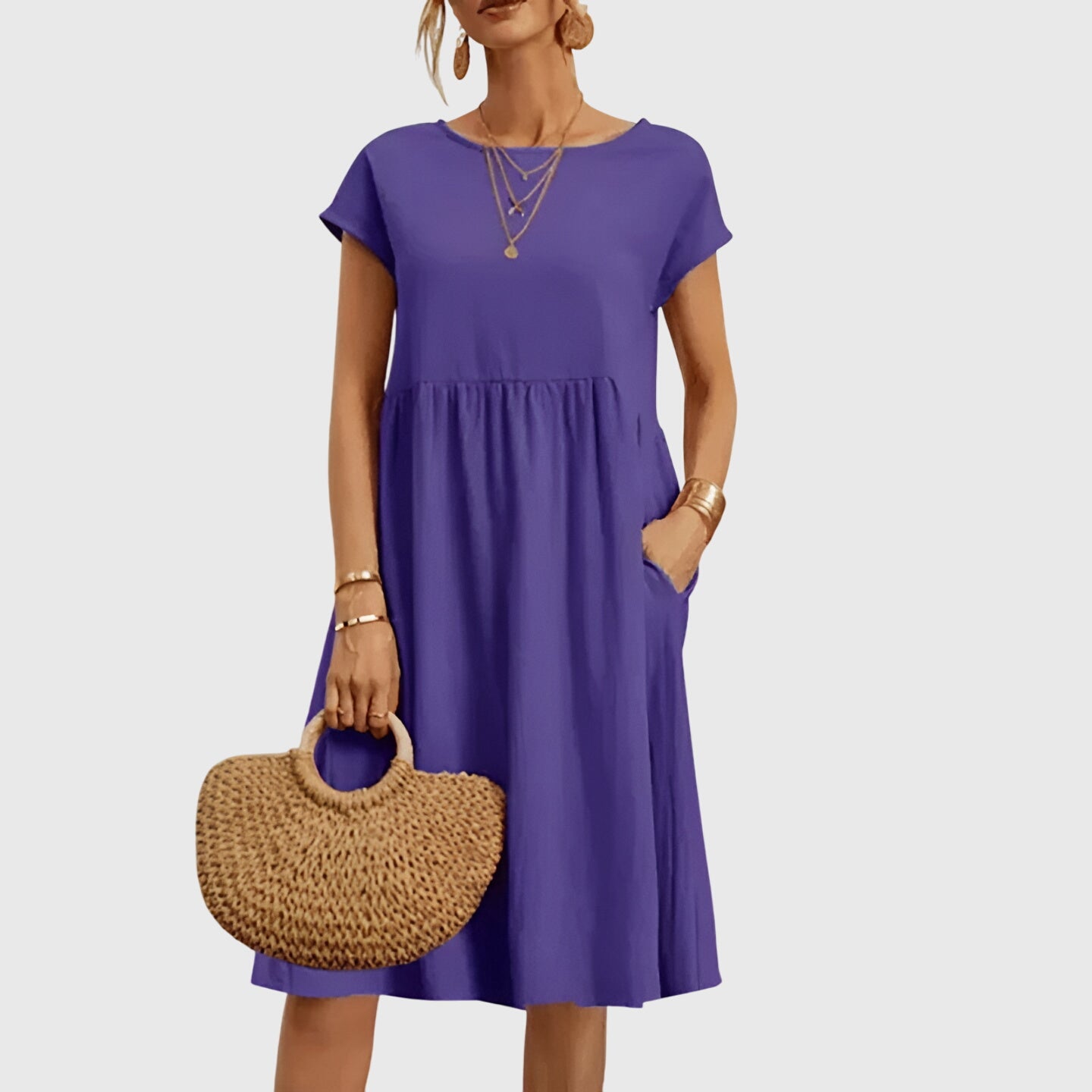 Short Sleeve Midi Dress for Women