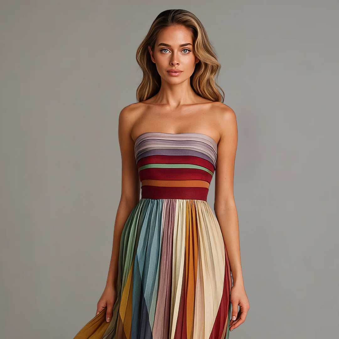 Pleated Strapless Maxi Dress for Women