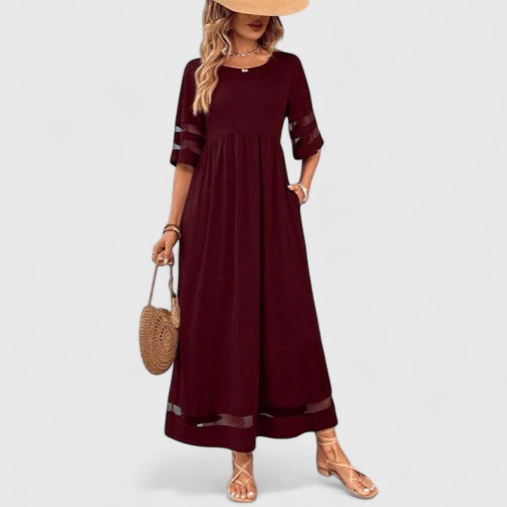 Mesh Sleeve Midi Dress for Women