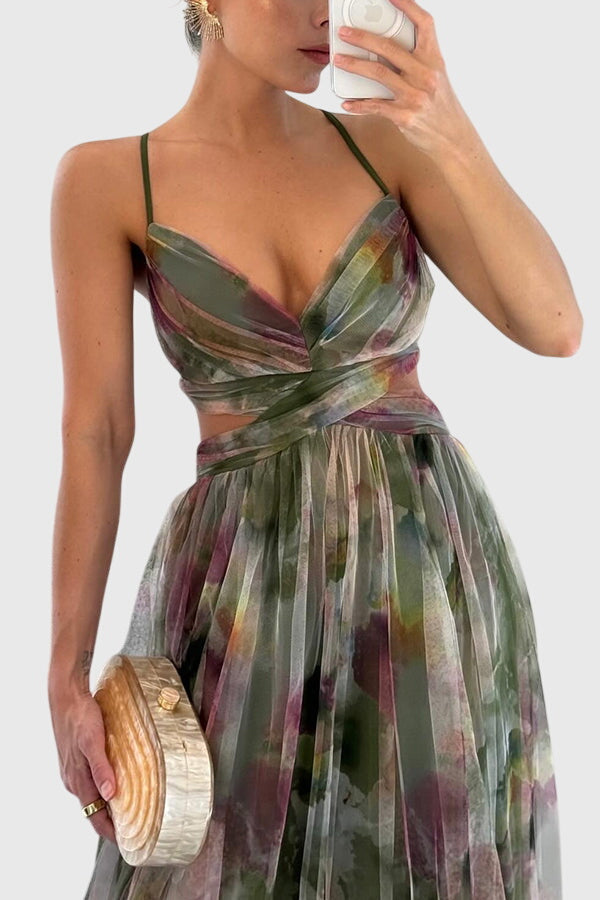 Floral Pleated Maxi Dress for Women